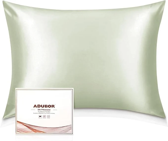 Versatile Adubor Silk Pillowcase - Mulberry Silk Pillow Cases 23 Momme 6A Grade Fibers Silk Pillow Case for Hair and Skin Health with Hidden Zipper King 20 39 39 ×36 39 39 Pea Green 1PC Recyclable