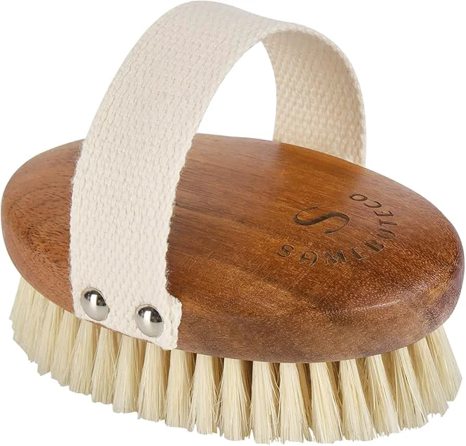 Easy-to-Use SAMEBUTECOBody Brush Solid Acacia Wood Boar Bristles Bath Brush High-Grade