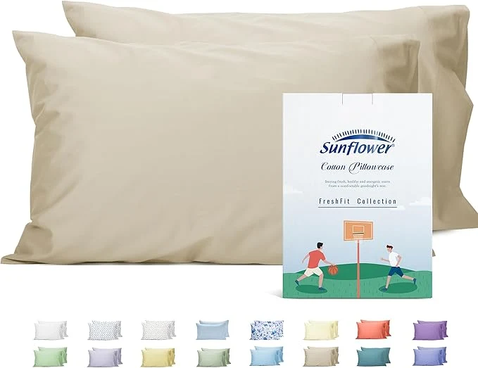 Dependable Sunflower Queen Pillowcases Set of 2 Cotton Queen Size Pillow Cases 2 20×30 inches Light Brown Soft and Breathable Trendy