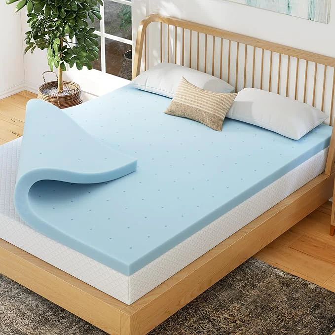 Verified EGOHOME 4 Inch Queen Memory Foam Mattress Topper Cooling Gel Infused amp Pressure Relieving Pad in a Box Dorm Room Essentials CertiPUR Blue Original