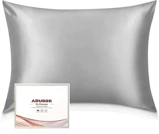 Modern Adubor Silk Pillowcase - Mulberry Silk Pillow Cases 22 Momme 6A Grade Fibers Silk Pillow Case for Hair and Skin Health with Hidden Zipper King 20 39 39 ×36 39 39 Dark Gray 1PC Convenient