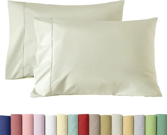 Fashionable WINLIFE Standard Pillowcases Set of 2 Cotton Egyptian Quality Standard Pillow Cases 2 20×26 inches Soft and Breathable Pillow Cover Oatmeal Powerful
