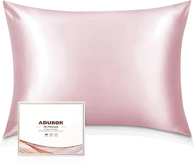 Eco-Friendly Adubor Silk Pillowcase for Hair and Skin with Hidden Zipper Both Sides 23 Momme Silk Pillow Case 20x26inch Standard Size Pink 2PCS Classic