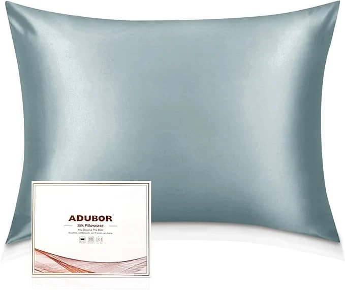 Verified Adubor Silk Pillowcase - Mulberry Silk Pillow Cases 22 Momme 6A Grade Fibers Silk Pillow Case for Hair and Skin Health with Hidden Zipper King 20 39 39 ×36 39 39 Lake Blue 1PC User-Friendly