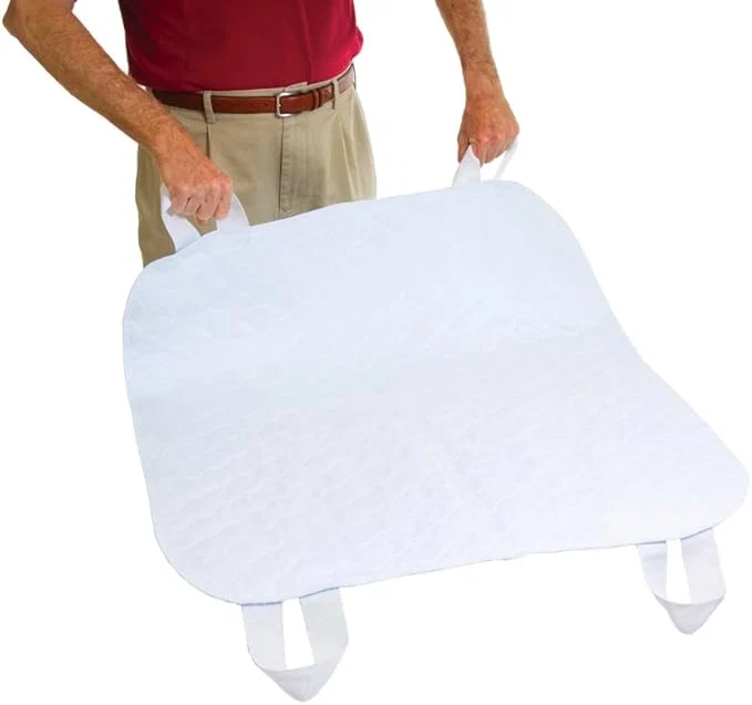 Comfortable Essential Medical Supply Quik-Sorb 34 quot x 35 quot Quilted Reusable Underpad with 4 Straps - Washable and Reusable Waterproof Incontinence Bed Pads for Adults and Seniors with Handles for Caregivers Flexible