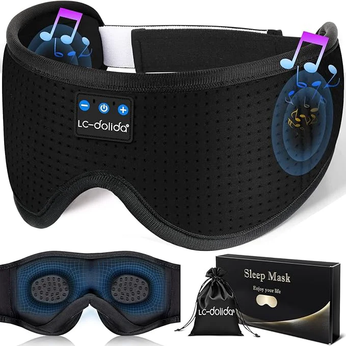 Green LC-dolida Sleep Mask with Bluetooth Headphones Sleep Headphones Bluetooth Artisan