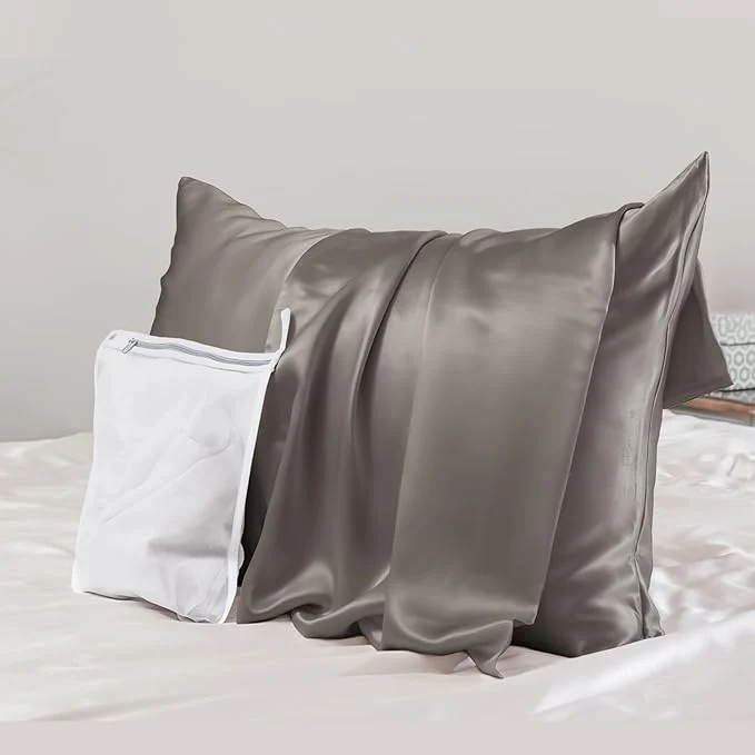 Advanced PROMEED Grey Silk Pillowcase Standard Size - Both Sides 23 Momme Grade 6A Mulberry Silk Pillow Case Covers for Hair and Skin Soft and Acne Standard 20 quot x26 quot Grey High-Quality