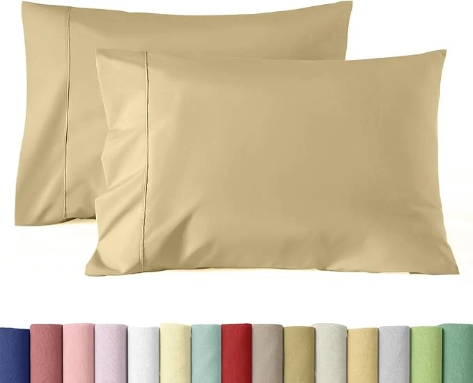 Modern WINLIFE Standard Pillowcases Set of 2 Cotton Egyptian Quality Standard Pillow Cases 2 20×26 inches Soft and Breathable Pillow Cover Khaki Effective