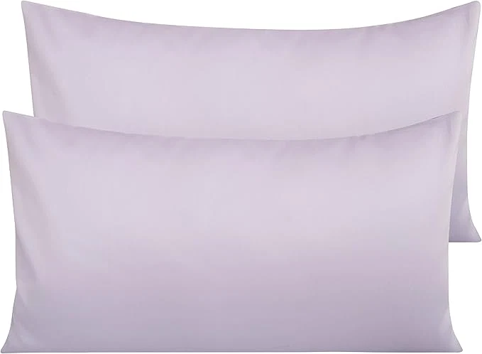 Certified NTBAY Egyptian Cotton King Pillowcases - Set of 2 500 Thread Count Cotton Pillowcases - Soft and Breathable Envelope Closure Pillow Cases - 20x36 Pillow Covers for Bed Light Purple Reusable