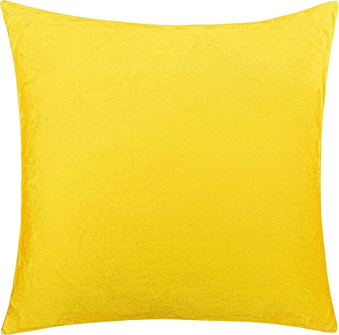 Fine NTBAY Velvet Square Zippered Throw Pillow Cover Super Soft and Luxury Decorative Euro Cushion Cover for Sofa Couch 26x26 Inches Yellow Breathable