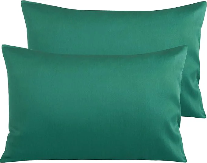 Lightweight NTBAY Egyptian Cotton Queen Pillowcases - Set of 2 500 Thread Count Cotton Pillowcases - Soft and Breathable Envelope Closure Pillow Cases - 20x30 Pillow Covers for Bed Dark Green Innovative