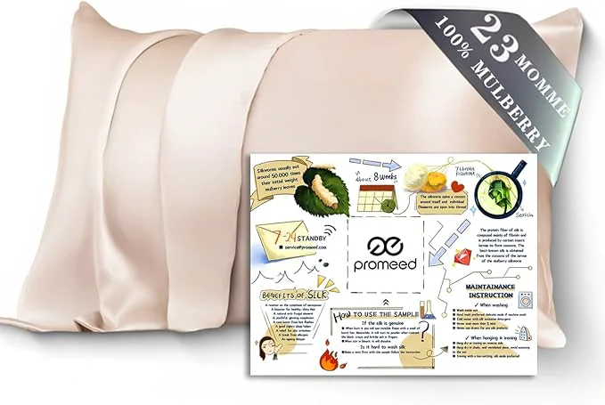 Genuine PROMEED Mulberry Silk Pillowcase King for Hair and Skin Both Sides Grade 6A 23mm Silk Pillow Case with Zipper 1400 TC Soft amp Smooth King 20 quot x36 quot Champagne Reliable