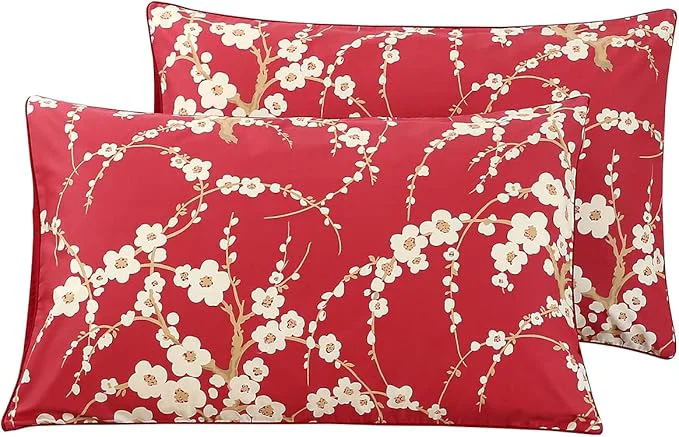 Enhanced WINLIFE Floral Pillowcases Standard 2-Pack Cotton Envelope Closure Pillow Cases 20x26 Inches Breathable amp Cooling Bedding Accessories for Spring Summer Outstanding