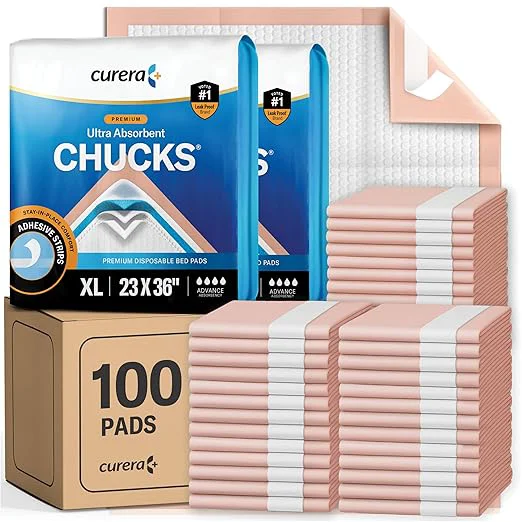 Recyclable Chucks Premium Disposable Underpads 23 x36 100-Count Ultra Absorbent Chux Incontinence Bed Pads Disposable Adult with Adhesive Tape Pee Pads Pet Training Pads X-Large 23x36 Bulk Pack Practical