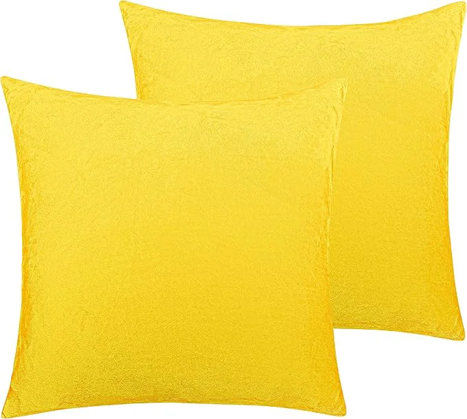 Versatile NTBAY Velvet 2 Pack Square Zippered Throw Pillow Covers Super Soft and Luxury Euro Cushion Covers for Sofa Couch 20x20 Inches Yellow Powerful