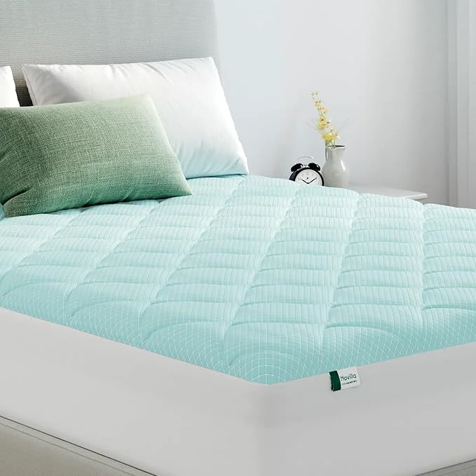 Outstanding Novilla Cooling Mattress Topper King Size Cooling Factors Infused Mattress Pad for Hot Sleepers Breathable Mattress Cover with Deep Pocket Soft Down Bed Topper for Back Pain Relief Enhanced