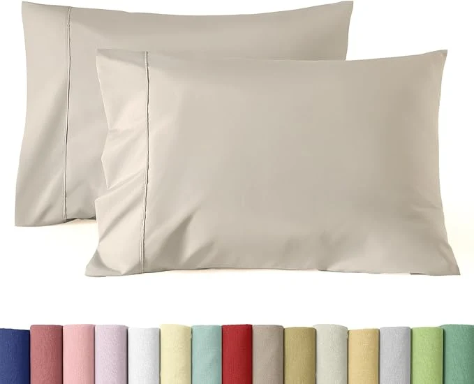 Crafted WINLIFE Standard Pillowcases Set of 2 Cotton Egyptian Quality Standard Pillow Cases 2 20×26 inches Soft and Breathable Pillow Cover Taupe Casual