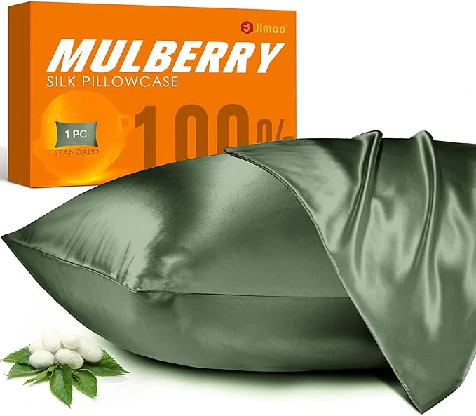 User-Friendly Mulberry Silk Pillowcase for Hair and Skin 22 Momme Pure Natural Silk Pillow Case Both Sided with Zipper Pillow Cover for Women Mom Men Matcha Standard 20 39 39 ×26 39 39 1 Pack Genuine