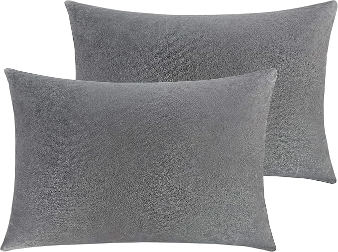 Long-Lasting NTBAY Zipped Velvet Toddler Pillowcases 2 Pack Cozy Luxury Flannel Plush Travel Pillow Cases 13x18 Inches Smoke Grey Fine Crafted
