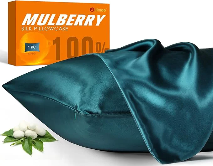 Fast Mulberry Silk Pillowcase for Hair and Skin 22 Momme Pure Natural Silk Pillow Case Both Sided with Zipper Pillow Cover for Women Mom Men Fog Blue King 20 39 39 ×36 39 39 1 Pack Minimalist