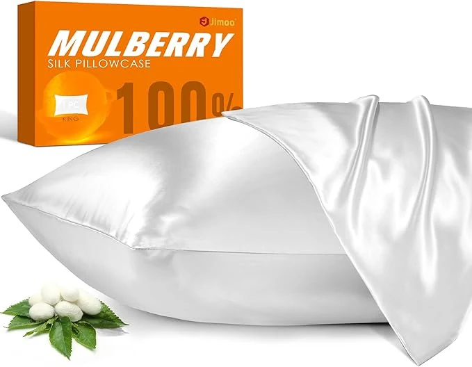 Soft Mulberry Silk Pillowcase for Hair and Skin 22 Momme Pure Natural Silk Pillow Case Both Sided with Zipper Pillow Cover for Women Mom Men White King 20 39 39 ×36 39 39 1 Pack Dependable