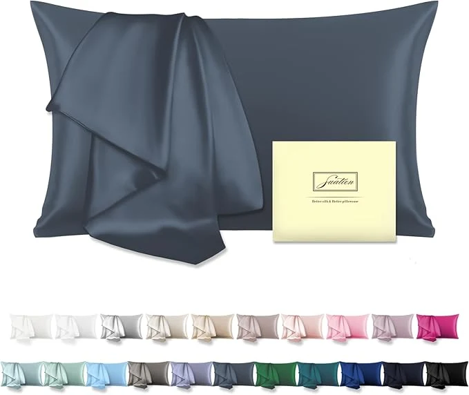 Lightweight Mulberry Silk Pillowcase for Hair and Skin Pillow Case with Hidden Zipper Soft Breathable Smooth Cooling Silk Pillow Covers for Sleeping Space Grey King 1Pcs Dependable
