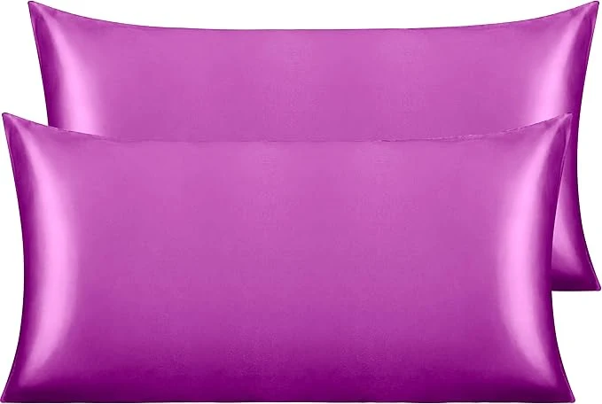 Verified NTBAY 2 Pack Satin King Pillowcases for Hair and Skin Luxurious and Silky Pillow Cases with Envelope Closure 20x36 Inches Purple Next-Generation