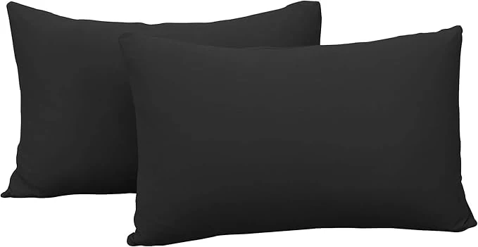 Fine Crafted 2-Pack Stretch Pillow Cases - Jersey Knit amp Ultra Soft Envelope Closure Pillowcases T-Shirt Like Microfiber Blend - Suitable for Queen or Standard Size Set of 2 Black High-Quality