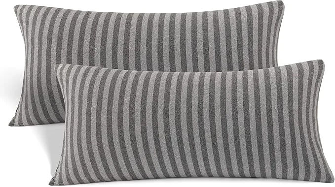 Genuine 2-Pack Stretch Pillow Cases - Jersey Knit amp Ultra Soft Envelope Closure Pillowcases T-Shirt Like Microfiber Blend - Suitable for Queen or Standard Size Set of 2 Gray Black World-Class