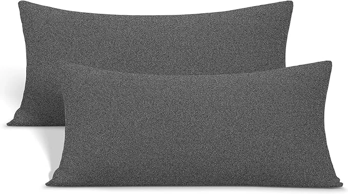 Elite 2-Pack Stretch Pillow Cases - Jersey Knit amp Ultra Soft Envelope Closure Pillowcases T-Shirt Like Microfiber Blend - Suitable for Queen or Standard Size Set of 2 Hemp Gray Authentic