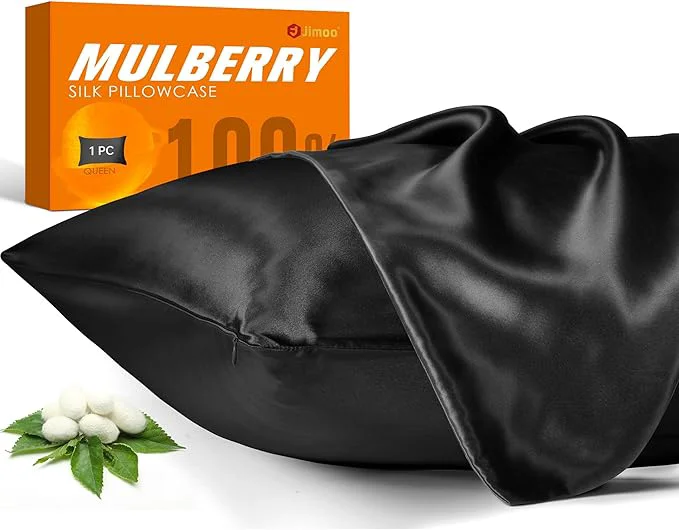 Artisan Mulberry Silk Pillowcase for Hair and Skin 22 Momme Pure Natural Silk Pillow Case Both Sided with Zipper Pillow Cover for Women Mom Men Black Queen 20 39 39 ×30 39 39 1 Pack Functional