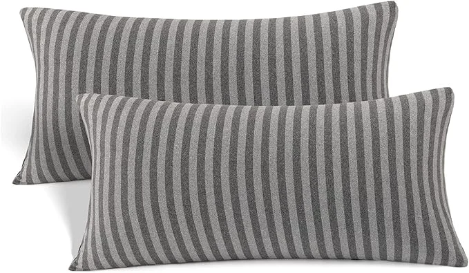 Unique Jersey Knit Small Pillowcases - Mini Pillow Cases for Travel or Toddler Pillows Sized 12x16 13x18 or 14x20 Ultra Soft Envelope Microfiber Set of 2 Gray Black Advanced