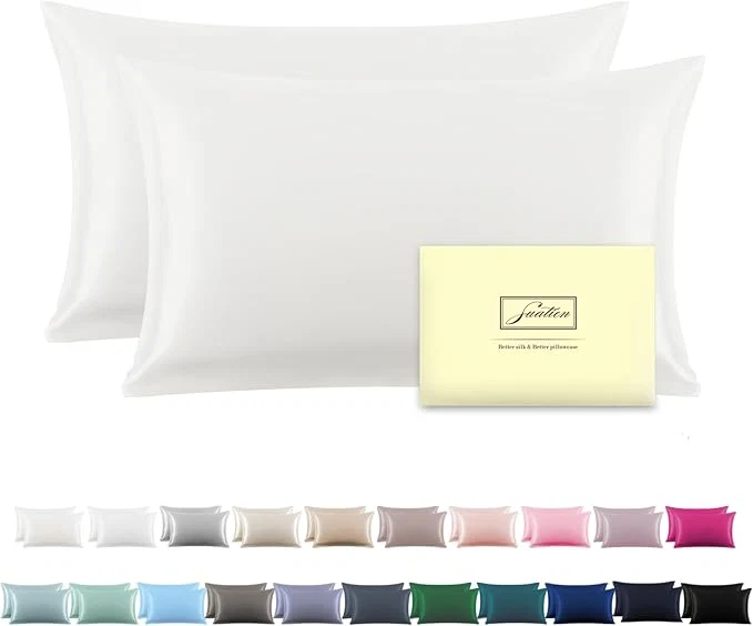 Environmentally Friendly Silk Pillow Cases 2 Pack Soft Breathable and Sliky Standard Size Pillow Cases Set of 2 Natural Mulberry Silk Pillowcase Set of 2 for Hair and Skin with Hidden Zipper Ivory 20 quot X 26 quot 2pcs Elite