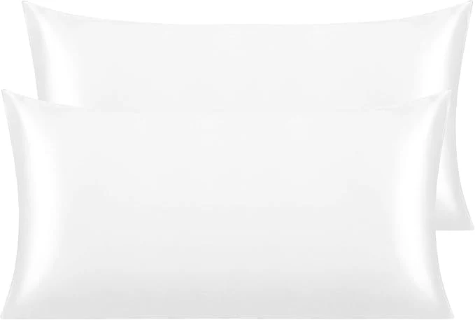 Comfortable NTBAY 2 Pack Satin King Pillowcases for Hair and Skin Luxurious and Silky Pillow Cases with Envelope Closure 20x36 Inches White Advanced