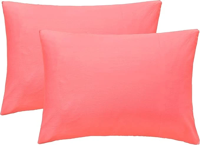 Convenient iMaylex Soft Egyptian Cotton Zipper Closure Pillowcases Cozy and Lightweight Pillow Case Set of 2 Coral Pink King 20 quot x 36 quot First-Class