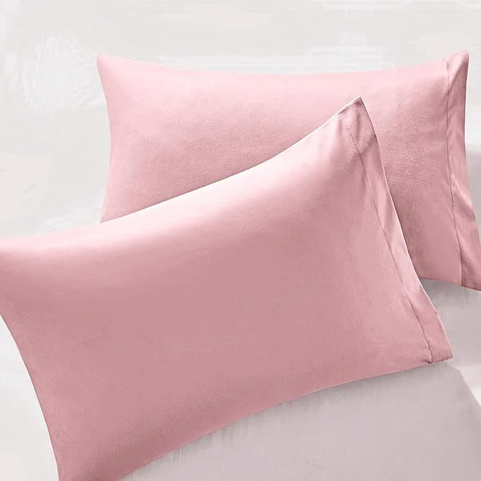 High-Grade MILVOWOC 2Pcs Brushed Microfiber Standard Pillowcases - 20 x 26 Inch Dusty Pink Pillow Case Set Non Slip Envelope Pillow Cover with Moisture Absorption and Anti-Wrinkle Sophisticated