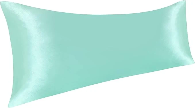 Original Design NTBAY Satin Body Pillowcase for Hair and Skin Luxurious and Silky Pillow case with Envelope Closure 20x54 Inches Light Blue Functional