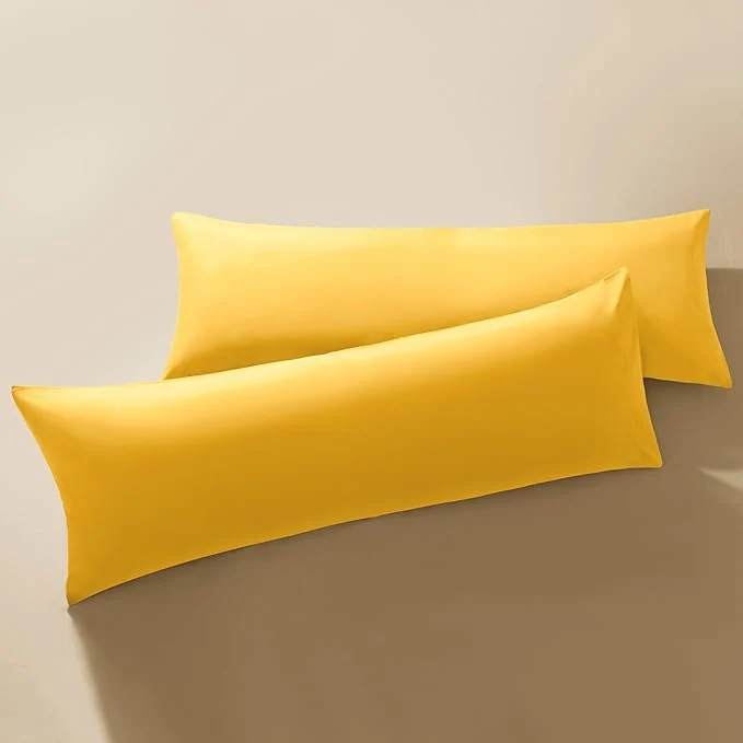 Casual MILVOWOC 2Pcs Brushed Microfiber Body Pillowcases - 20 x 48 Inch Yellow Pillow Case Set Non Slip Envelope Pillow Cover with Moisture Absorption and Anti-Wrinkle Artisan