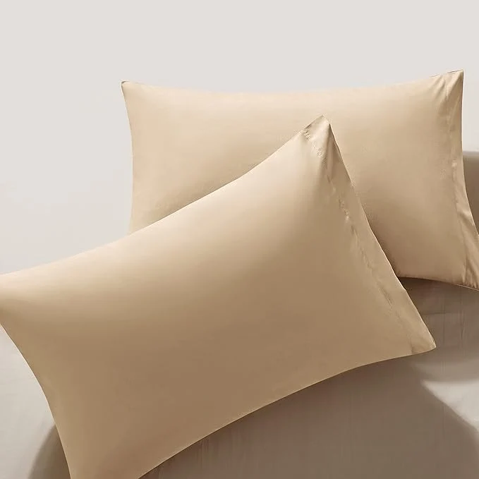 Modern MILVOWOC 2Pcs Brushed Microfiber Standard Pillowcases - 20 x 26 Inch Camel Pillow Case Set Non Slip Envelope Pillow Cover with Moisture Absorption and Anti-Wrinkle Traditional