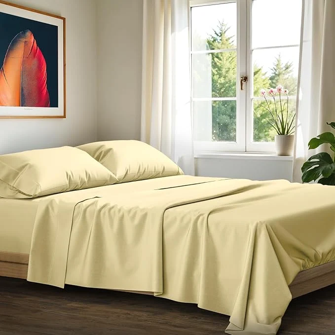 Superior Ashton Sheets Egyptian Cotton Sheets Queen Size - 1200 Thread Count Queen Size Sheets Set Egyptian Cotton 4 PC Luxury Bedsheet Beige Soft Cooling 17 quot Deep Pocket Sateen Bedsheet Set Specialty