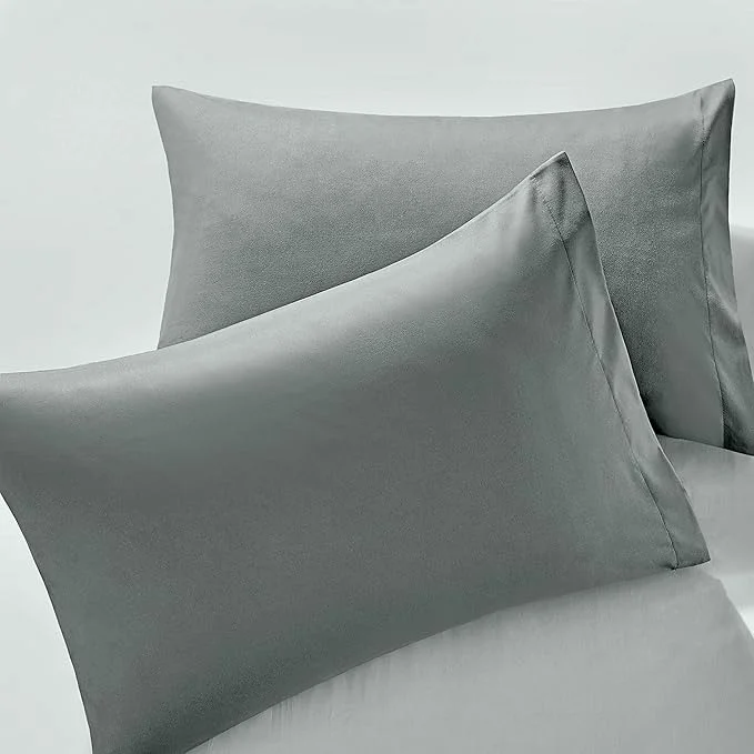 Certified MILVOWOC 2Pcs Brushed Microfiber King Pillowcases - 20 x 36 Inch Dark Grey Pillow Case Set Non Slip Envelope Pillow Cover with Moisture Absorption and Anti-Wrinkle Easy-to-Use