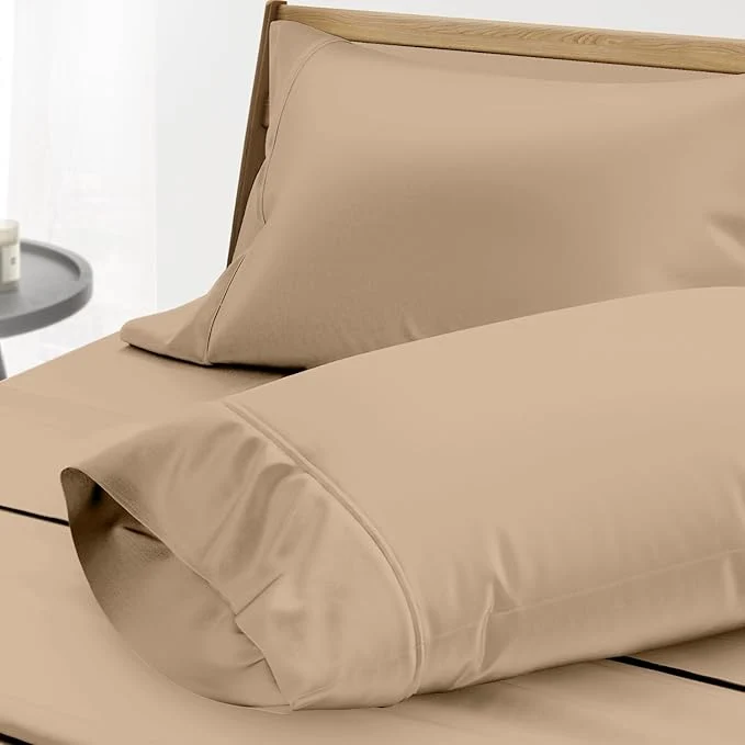 World-Class Thread Spread Egyptian Cotton King Size Pillow Cases Set of 2 - Luxury 1000 Series Paradise Collection Pillow Cases King Size Taupe Soft Cooling Hotel Egyptian Cotton Pillowcases Secure