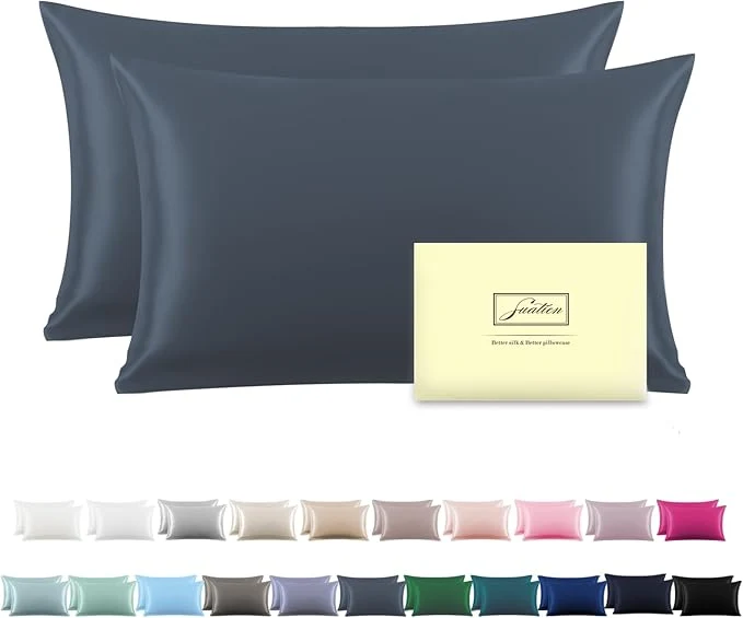 Exceptional Silk Pillow Cases 2 Pack Soft Breathable and Sliky Standard Size Pillow Cases Set of 2 Natural Mulberry Silk Pillowcase Set of 2 for Hair and Skin with Hidden Zipper Space Grey 20 quot X 26 quot 2pcs Specialty