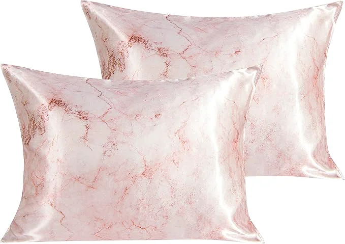 Traditional NTBAY 2 Pack Satin Standard Pillowcases for Hair and Skin Luxurious and Silky Marbling Printed Pillow Cases with Envelope Closure 20x26 Inches Red Consistent