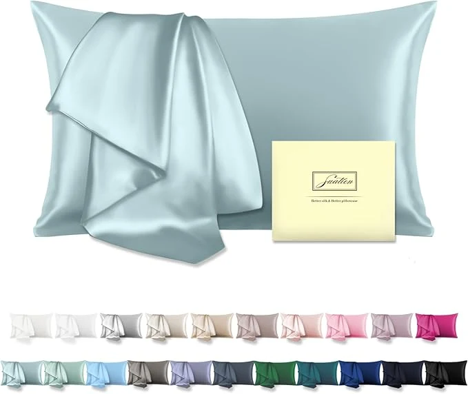 Advanced Mulberry Silk Pillowcase for Hair and Skin Queen Size 20 quot X 30 quot Pillow Case with Hidden Zipper Soft Breathable Smooth Cooling Silk Pillow Covers for Sleeping Haze Blue Queen 1Pcs Exceptional
