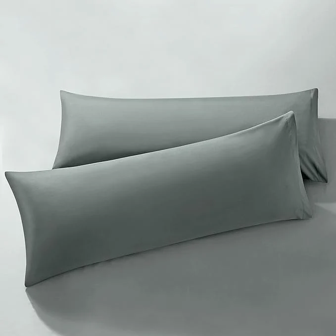 Easy-to-Use MILVOWOC 2Pcs Brushed Microfiber Body Pillowcases - 20 x 48 Inch Dark Grey Pillow Case Set Non Slip Envelope Pillow Cover with Moisture Absorption and Anti-Wrinkle Lightweight