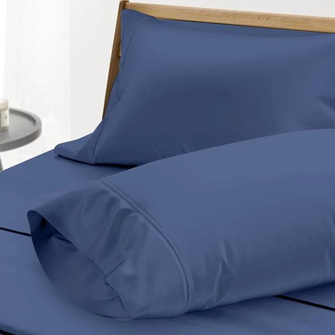 Stylish Thread Spread Egyptian Cotton King Size Pillow Cases Set of 2 - Luxury 1000 Series Paradise Collection Pillow Cases King Size Deep Blue Soft Cooling Hotel Egyptian Cotton Pillowcases Crafted