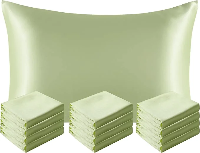 Safe NTBAY 12 Pack Satin King Pillowcases for Hair and Skin Luxurious and Silky Pillow Cases with Envelope Closure 20 x 36 Inches Sage Green Lightweight