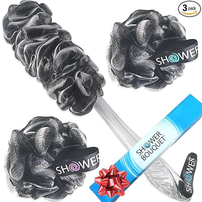 High-Quality SHOWER BOUQUET Loofah-Charcoal Back-Scrubber Bath-Sponge Set 1 Trusted