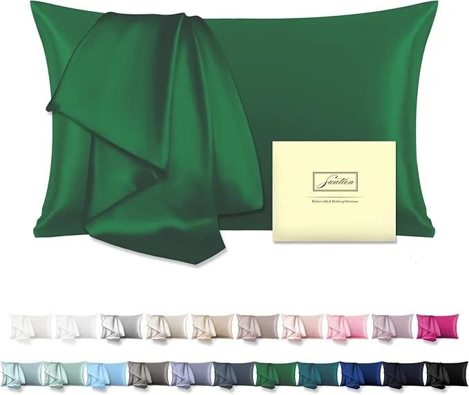Reliable Mulberry Silk Pillowcase for Hair and Skin Standard Size 20 quot X 26 quot Pillow Case with Hidden Zipper Soft Breathable Smooth Cooling Silk Pillow Covers for Sleeping Olive Green Standard 1Pcs High-Quality